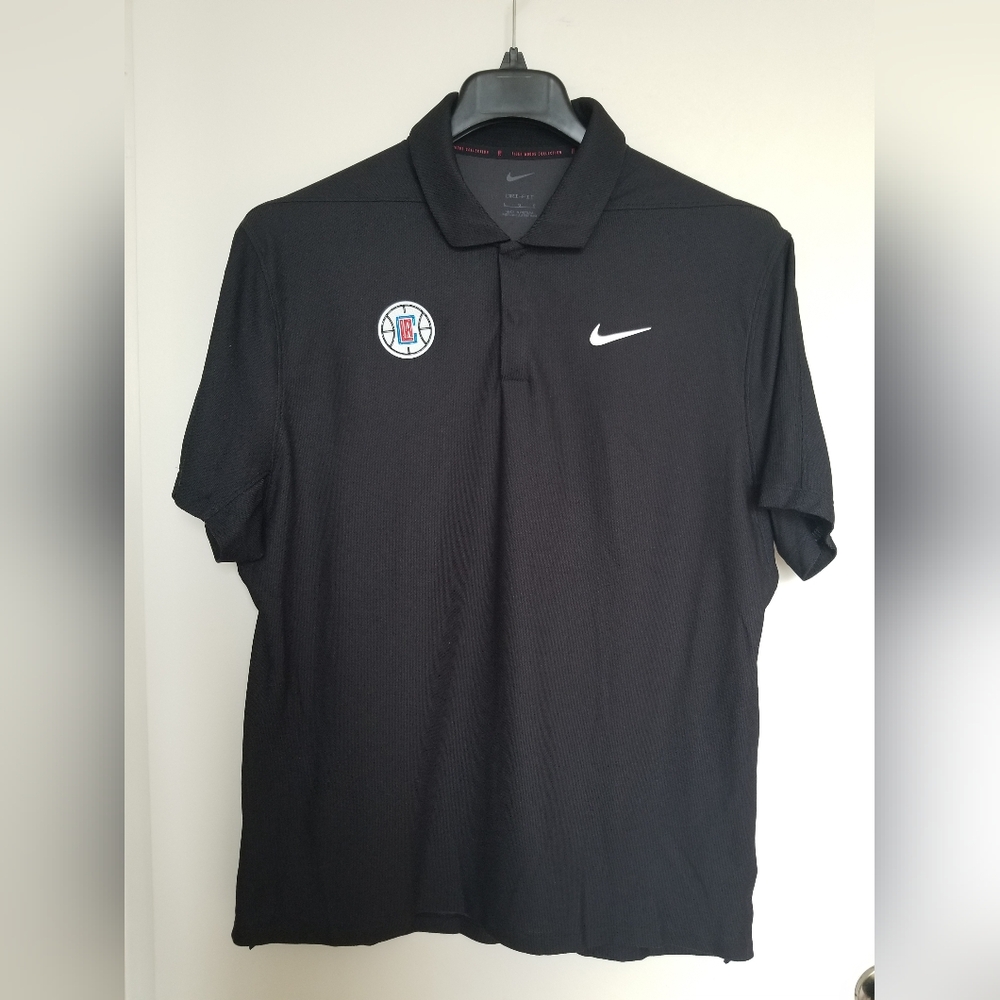 NIKE Los Angeles Clippers Shirt Black Mens Large  Dri-Fit T W Golf Polo